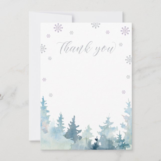 Silver & Lila Winter Wonderland - tackkort Tack Kort (Framsida)