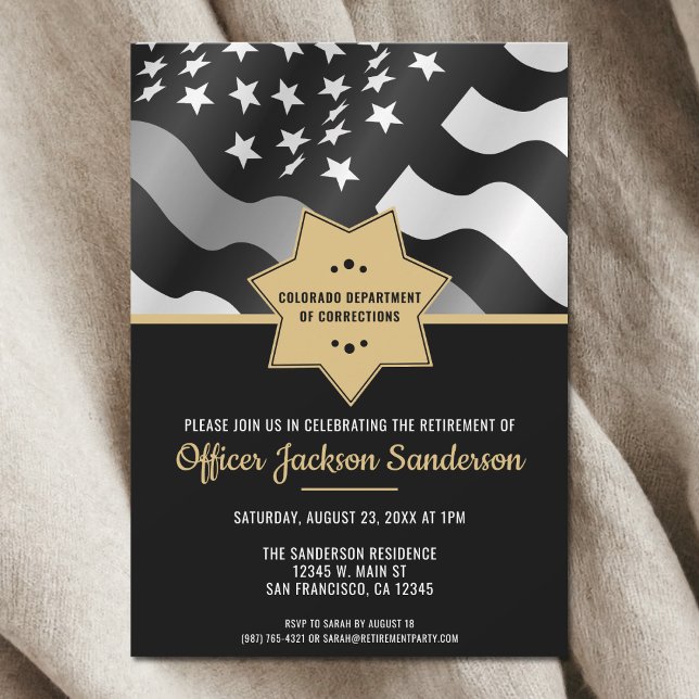 Silver Line Corrections Officer Pension Party Inbjudningar (Silver Line Corrections Officer Retirement Party Invitation)