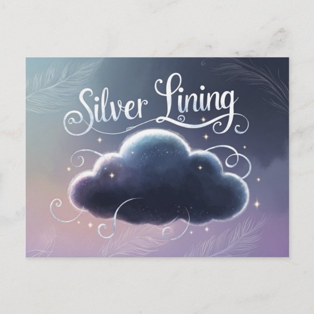 Silver Lining Wolke gemalt Vykort (Framsida)