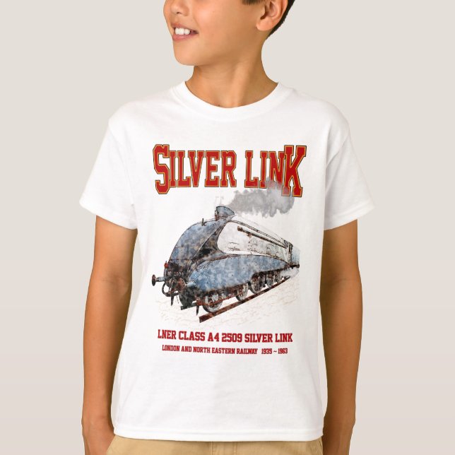Silver Link - LNER Class A4 2509 Steam Train Loco T Shirt (Framsida)
