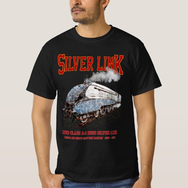 Silver Link - LNER Class A4 2509 Steam Train Loco T Shirt (Framsida)