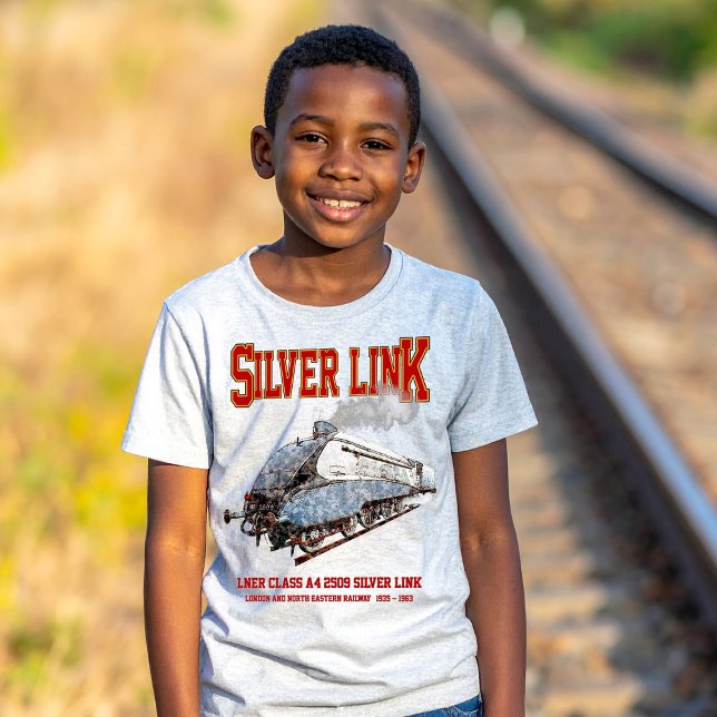 Silver Link - LNER Class A4 2509 Steam Train Loco T Shirt (Silver Link - LNER Class A4 2509 Steam Train Locomotive. Boy Basic T-Shirt)