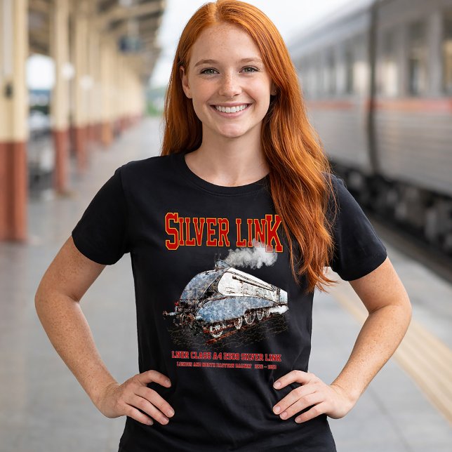 Silver Link - LNER Class A4 2509 Steam Train Loco T Shirt (Silver Link - LNER Class A4 2509 Steam Train Locomotive. Womens Basic T-Shirt)