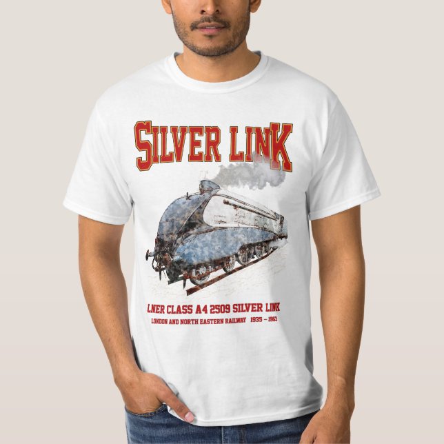 Silver Link - LNER Class A4 2509 Steam Train Loco T Shirt (Framsida)