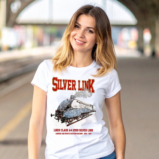 Silver Link - LNER Klass A4 2509 Ånglok T Shirt (Silver Link - LNER Class A4 2509 Steam Train Locomotive. Womens Basic T-Shirt)