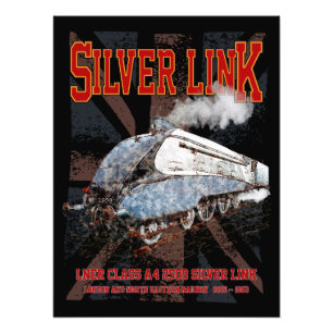 Silver Link LNER klass A4 2509 Locomotive UK flagg Fototryck