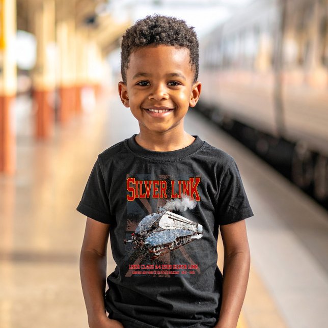 Silver Link LNER klass A4 2509 Locomotive UK flagg T Shirt (Silver Link - LNER Class A4 2509 Steam Train Locomotive. Boy Basic T-Shirt)