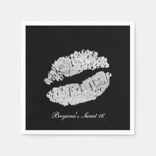Silver Lips Faux Sparkle Kiss Beauty Makeup Party Pappersservett