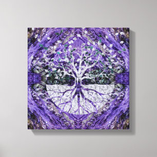 Silver Livets träd Yggdrasil om Amethyst Geode Canvastryck