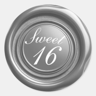 Silver Ljus Vax Sigill Drip Sweet 16 Bröllop Runt Klistermärke