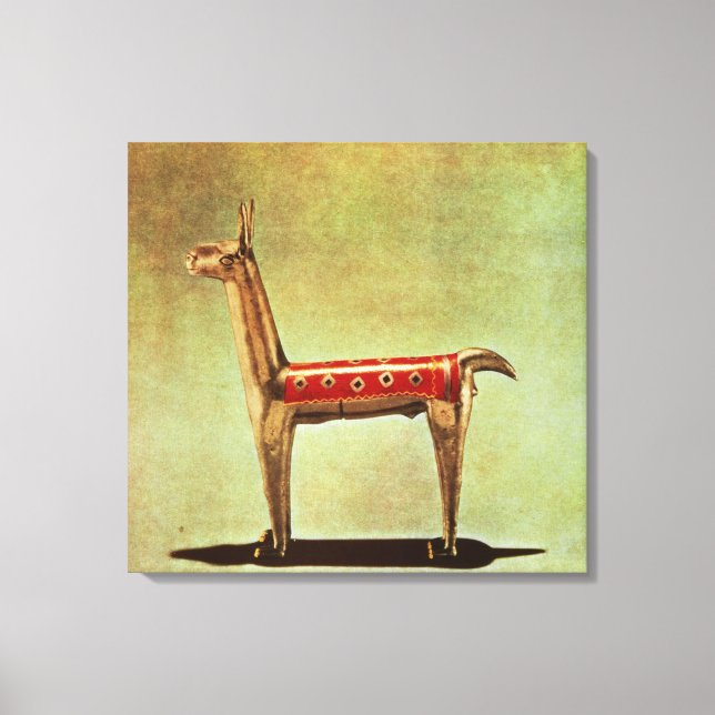 Silver Llama Figurine, Peru, efter 1438 Canvastryck (Framsida)