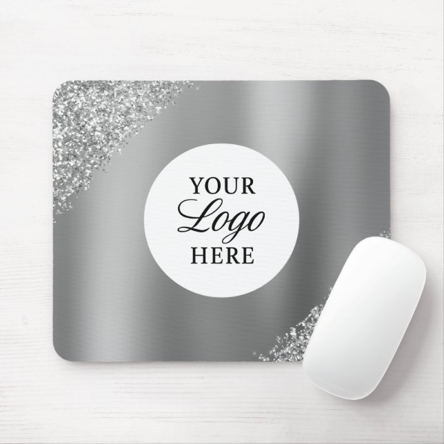 Silver Logo Business Professional Sparkle Glitter Musmatta (Med mus)