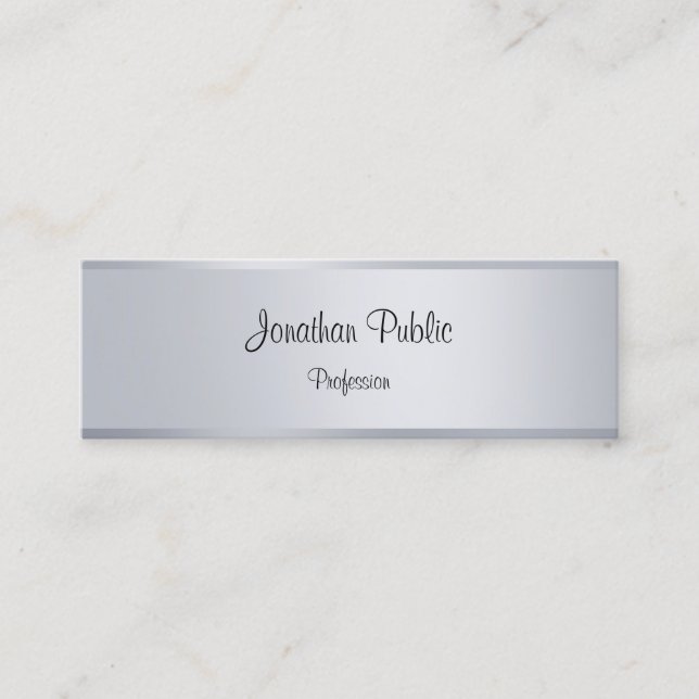 Silver Look Elegant Handskriven Mall Mini Visitkort (Framsida)