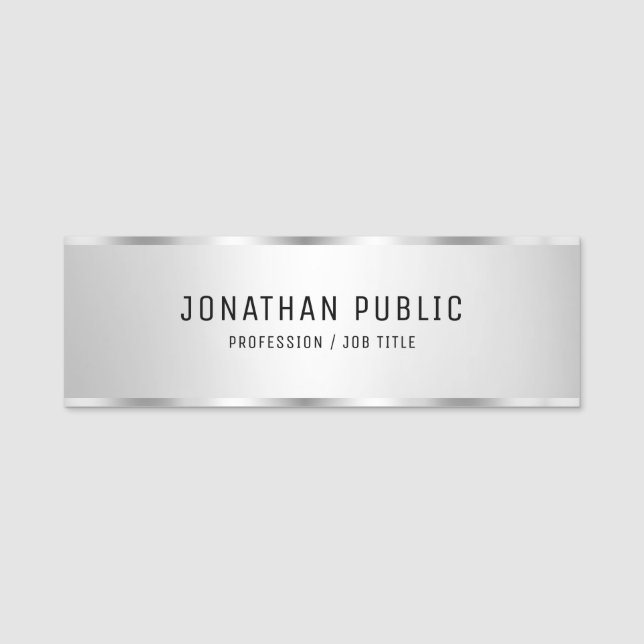 Silver Look Elegant Modern Mall Professionell Namnbricka (Framsida)