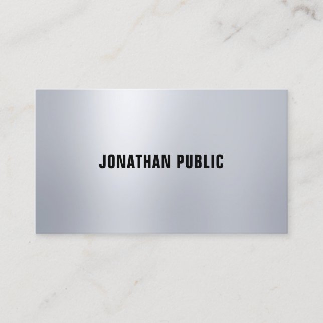 Silver Look Elegant Modern Professionell Plain Lyx Visitkort (Framsida)