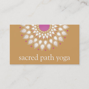 Silver Lotus Mandala Blommigt Yoga Teacher Visitkort