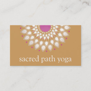Silver Lotus Mandala Blommigt Yoga Teacher Visitkort