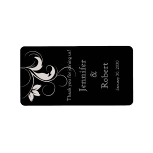 Silver Löv på Black Bröllop Lip Balm Sticker Adressetikett