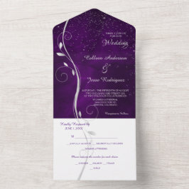 Silver Löv Swirl Lila Photo Template Bröllop