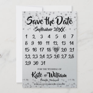 Silver Love Heart Kalender Spara Datum Datumet
