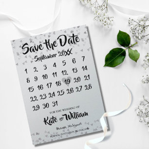Silver Love Heart Kalender Spara Datumet