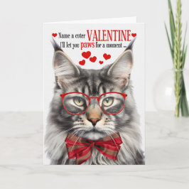 Silver Maine Coon Cat Kattdjur Humor Alla hjärtans Helgkort