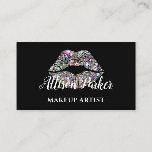 Silver MAKEUP ARTIST Logotyp Kiss Namn Visitkort