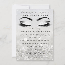 Silver Makeup White Glitter 16:e Möhippan Inbjudningar