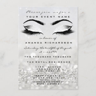 Silver Makeup White Glitter 16:e Möhippan Inbjudningar