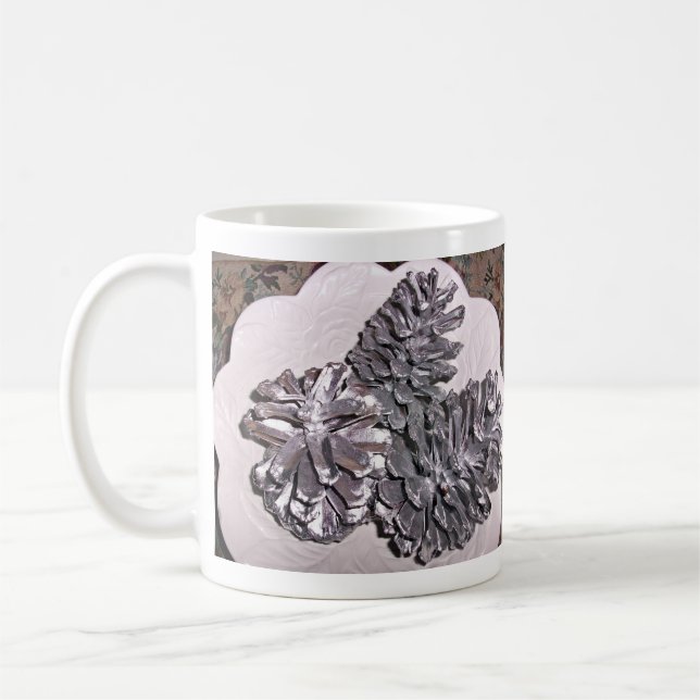 Silver målade gräskottar kaffemugg (Vänster)