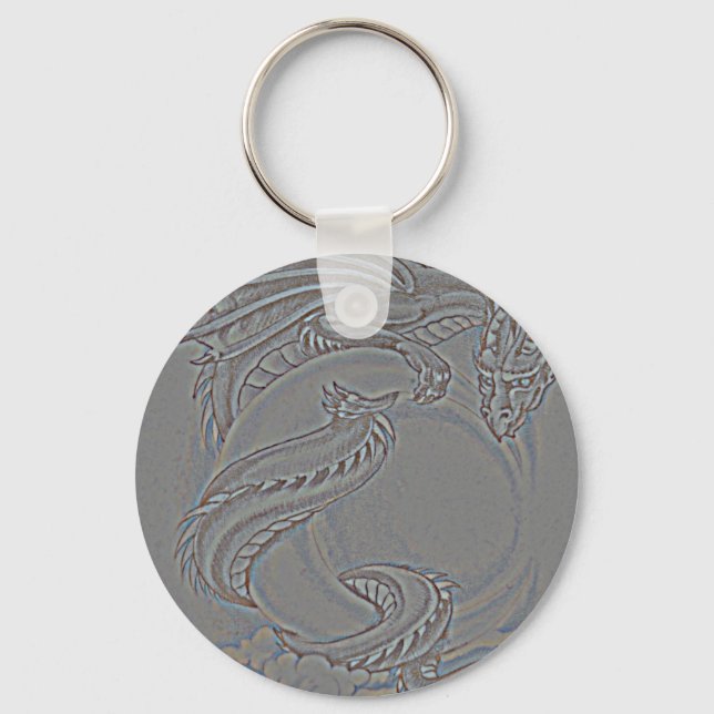 Silver Måne Dragon Nyckelring (Framsida)