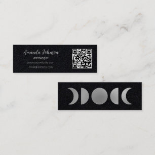 Silver Måne-faser Astrolog QR-kod Mini Visitkort