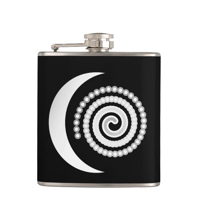 Silver Måne Spiral i svart Fickplunta (Framsidan)