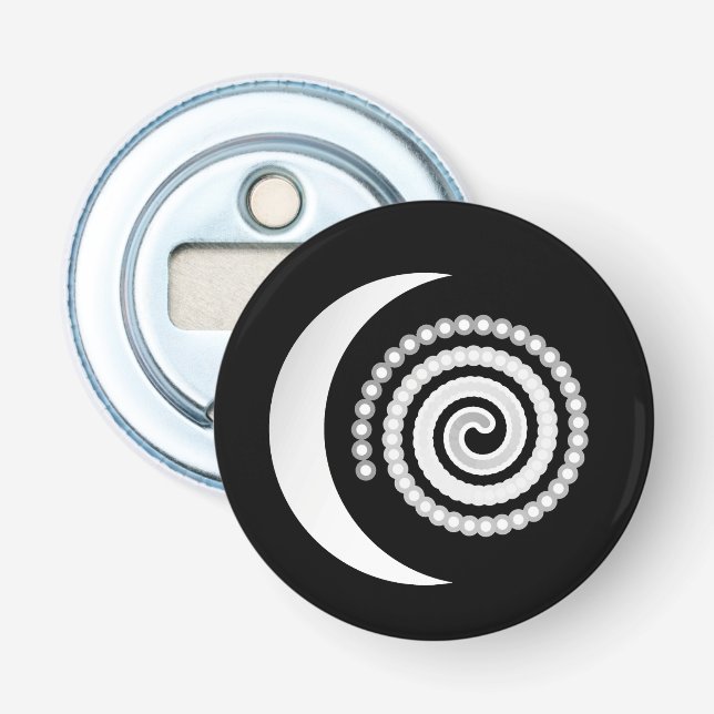 Silver Måne Spiral i svart Flasköppnare (Framsidan)