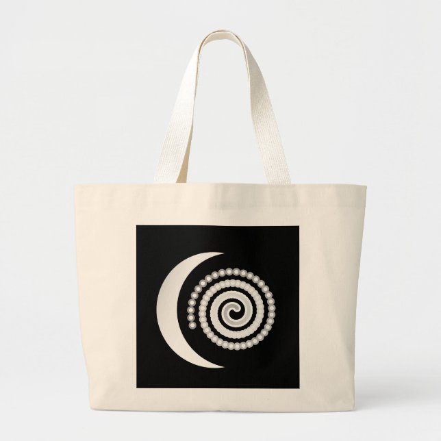 Silver Måne Spiral i svart Jumbo Tygkasse (Framsidan)