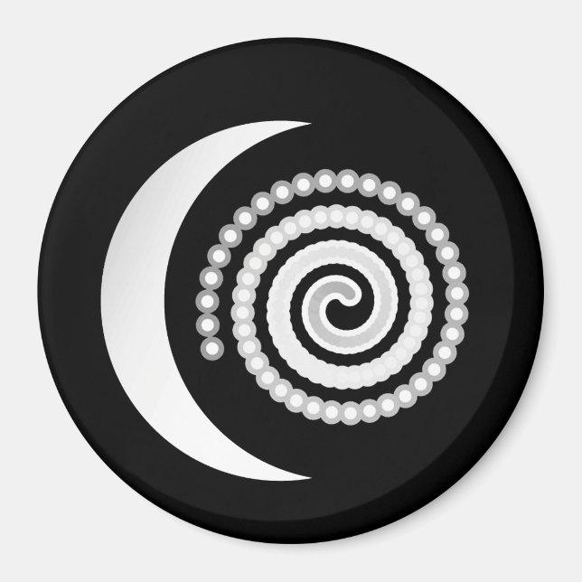 Silver Måne Spiral i svart Magnet (Framsidan)