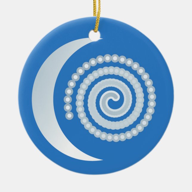 Silver Måne Spiral Julgransprydnad Keramik (Framsidan)