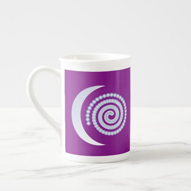 Silver Måne Spiral om lila Benporslin Mugg (Vänster)
