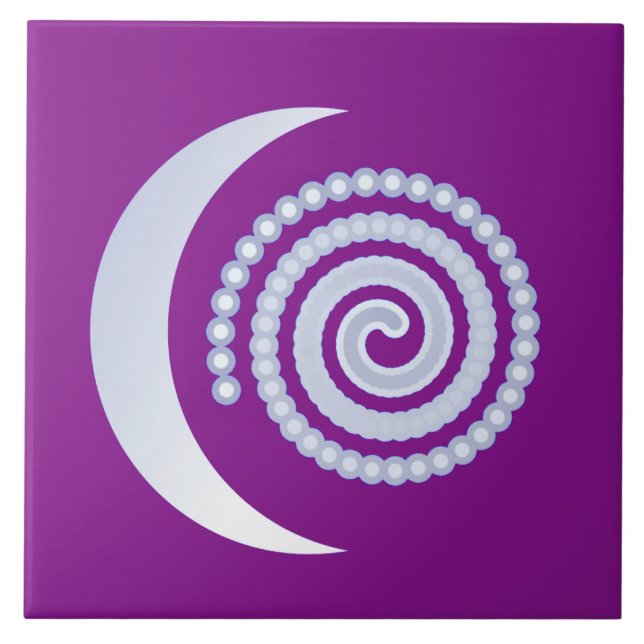 Silver Måne Spiral om lila Kakelplatta (Framsidan)