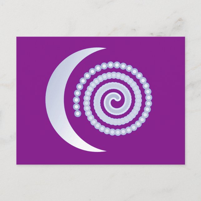 Silver Måne Spiral om lila Vykort (Framsida)