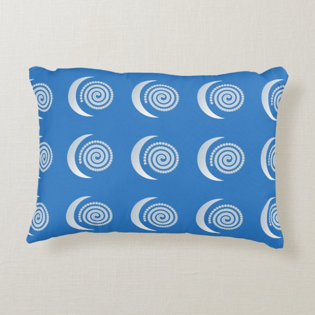 Silver Måne Spiral på djupblått Prydnadskudde (Baksidan)