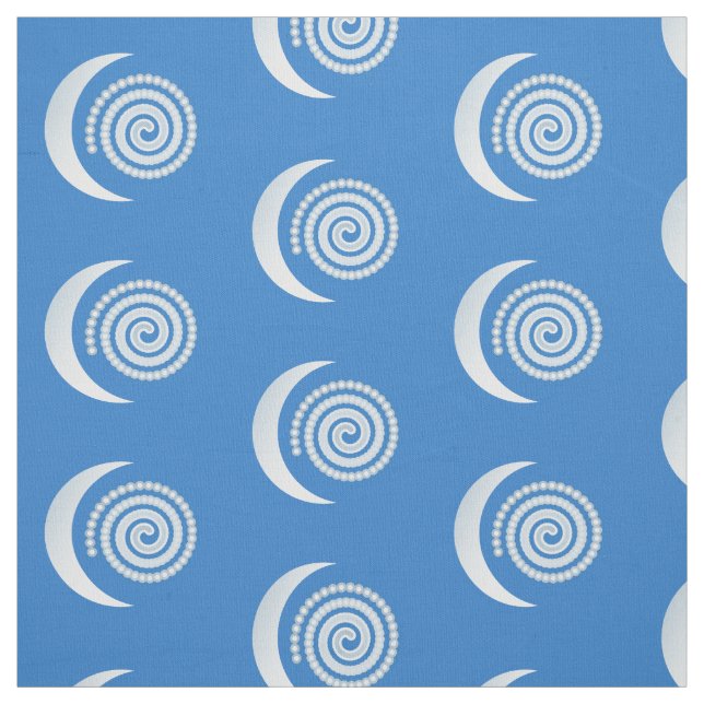 Silver Måne Spiral på djupblått Tyg (Provkarta)