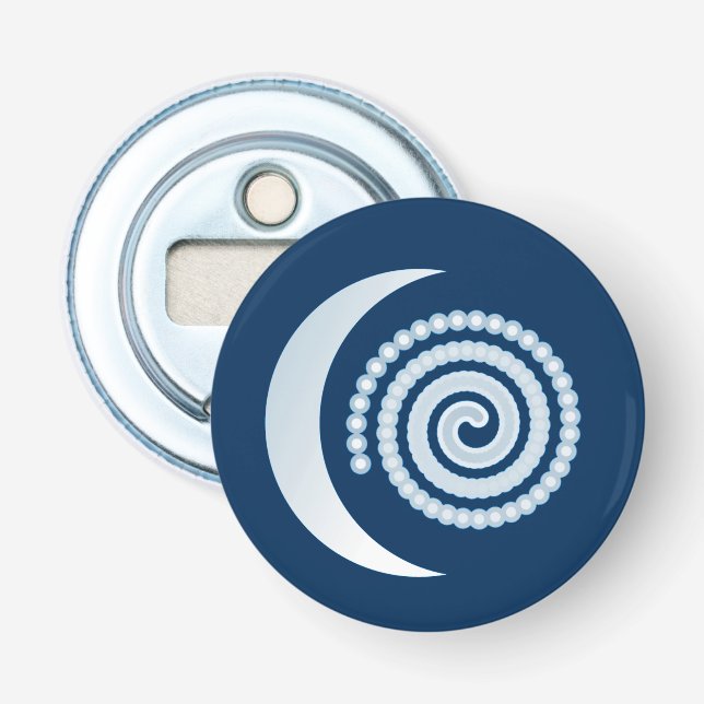 Silver Måne Spiral på mörk blått Flasköppnare (Framsidan)