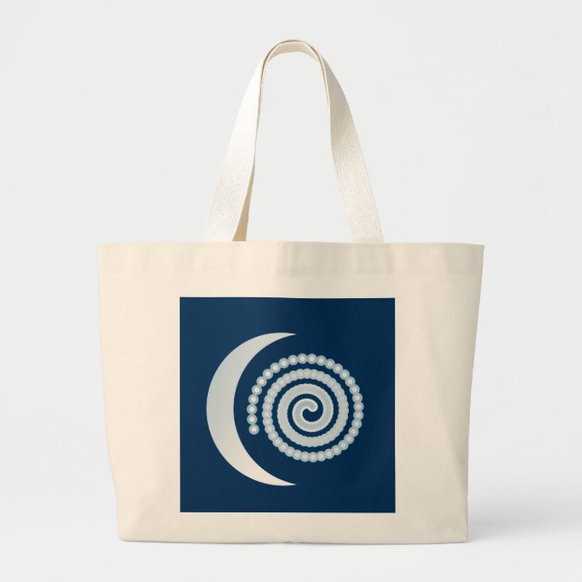 Silver Måne Spiral på mörk blått Jumbo Tygkasse (Framsidan)