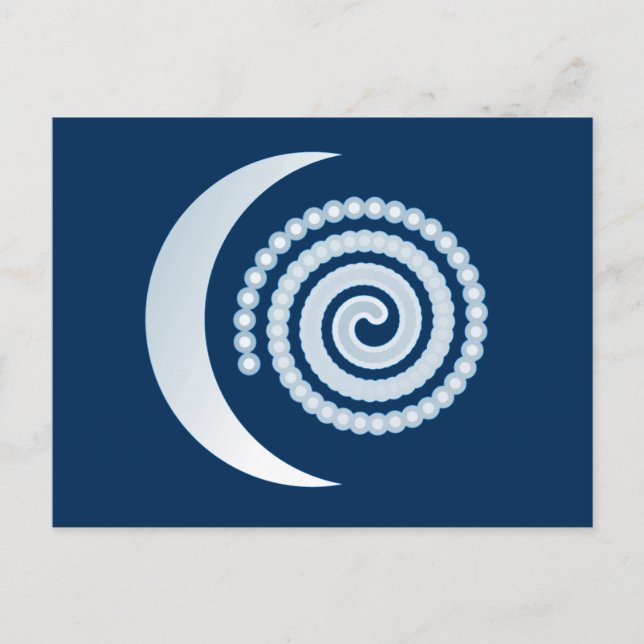 Silver Måne Spiral på mörk blått Vykort (Framsida)