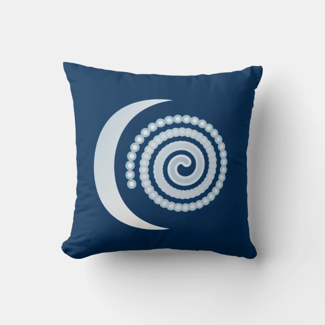 Silver månspiral på indigo kudde (Framsida)