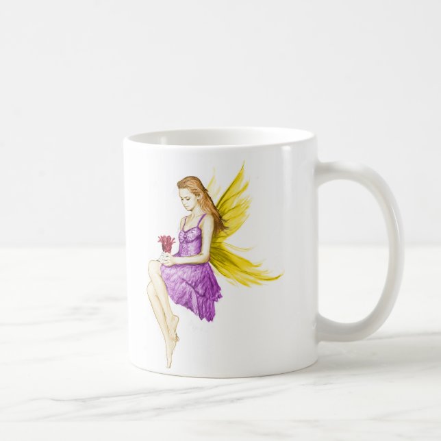 Silver Maple Träd Fairy Holding Flower Kaffemugg (Höger)