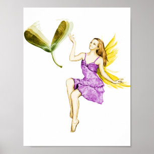 Silver Maple Träd Fairy Tossing Seeds Poster