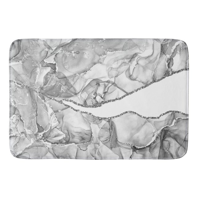 SILVER MARBLE AGATE GLITTER GLAM BADRUMSMATTA (Framsidan)