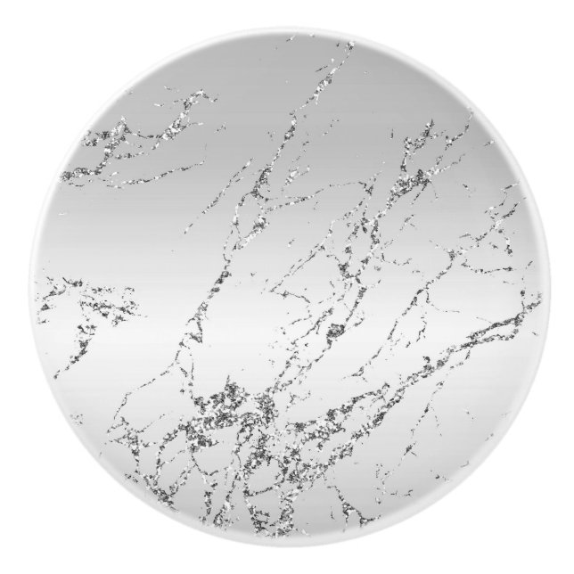 Silver Marble Glam Glitter Knopp (Framsidan)